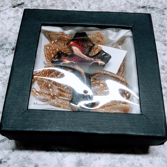 Glass Cross Necklace in Bronze/Gold/ Black - Picture 8 of 8